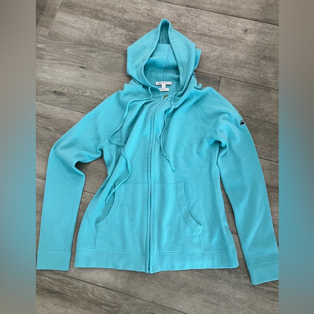 Peter Millar Turquoise Zip-Up Hoodie